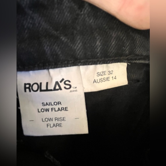 ROLLA’S Low Rise Sailor Flare Jeans Black size 32 Free People - Picture 6 of 9